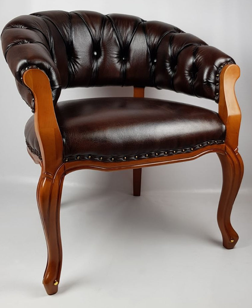 Solid Wood Frame Real Leather Chesterfield Captains Visitor Chair HSN-CPT-307